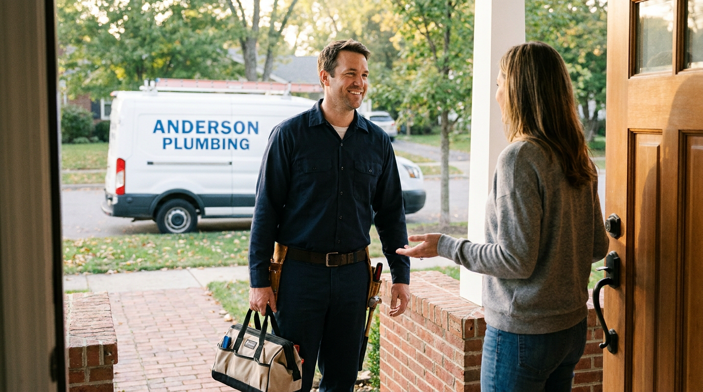 Tradesperson greeting a homeowner